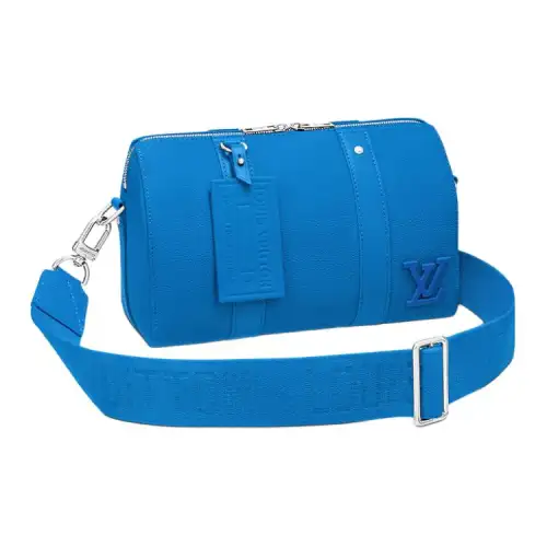 LOUIS VUITTON Keepall Cow Leather Travel Bag, Shoulder Bag, Crossbody Bag Men's Blue