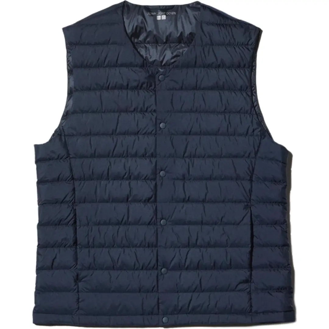 UNIQLO Down Vests Unisex Navy Blue Crew Neck Moderate Other