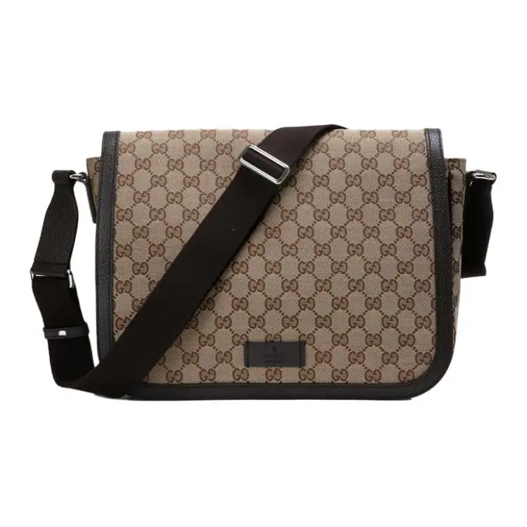 GUCCI GG Supreme Canvas Large Crossbody Bag Messenger Bag Men Brown