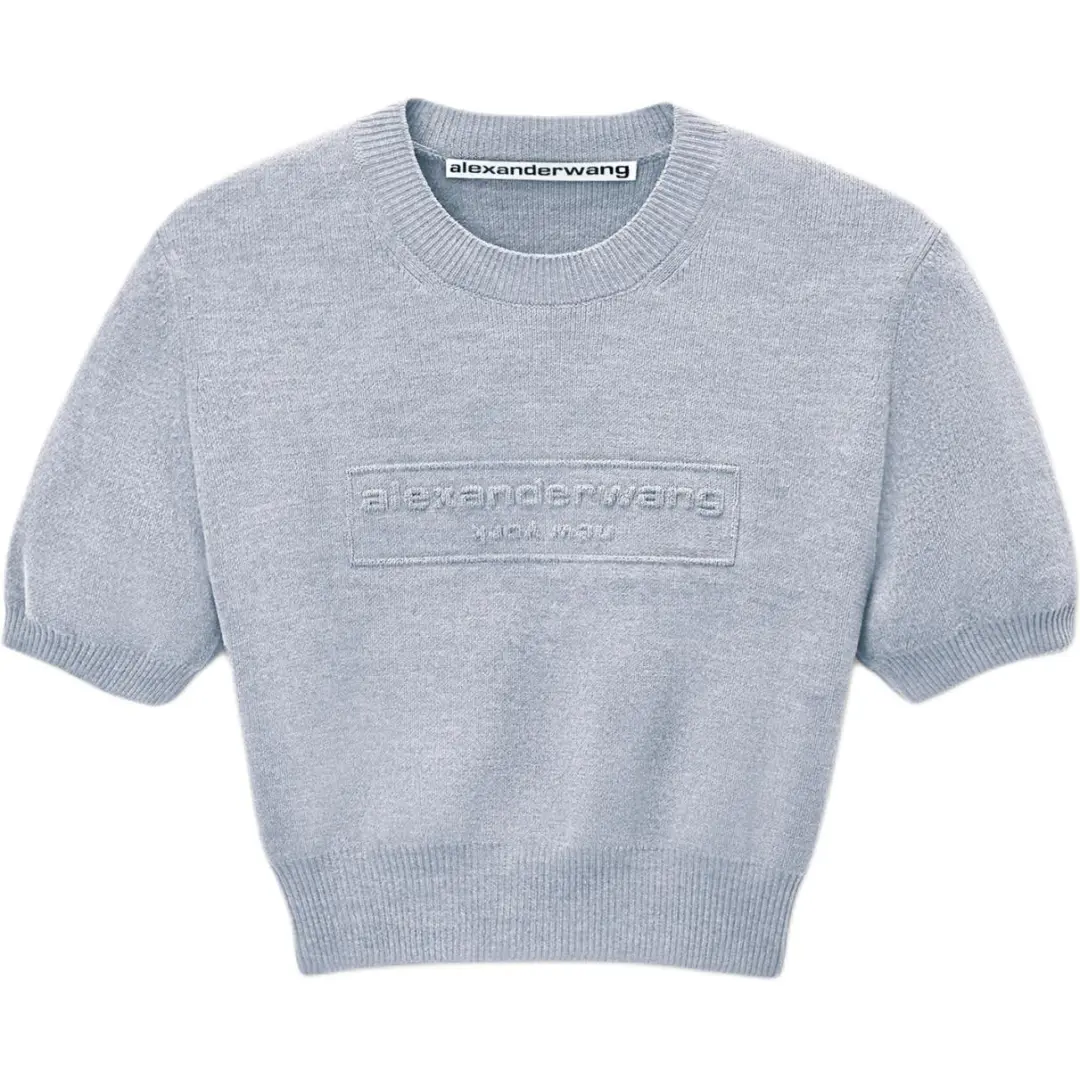 Alexander Wang logo-embossed cropped knit top