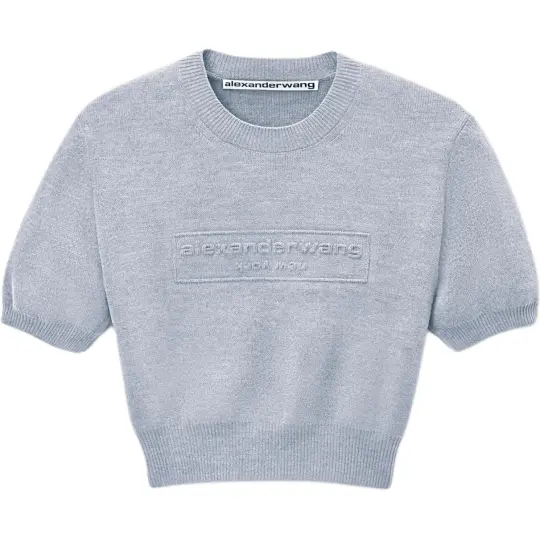 Alexander Wang logo-embossed cropped knit top