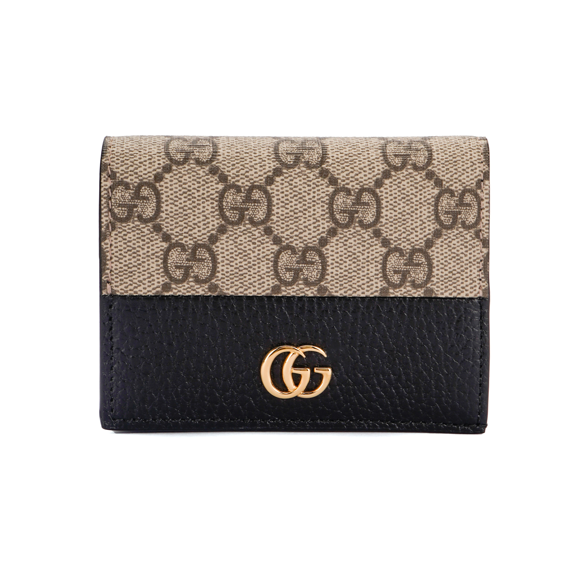 Женский кошелек Gucci Marmont GG (черно-бежевый)