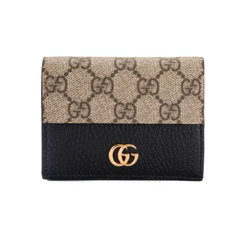 GUCCI Bi color Gg Marmont Card Case Wallet