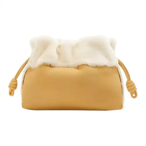 LOEWE Flamenco Sheepskin Shoulder Bag Medium Women's Light Caramel
