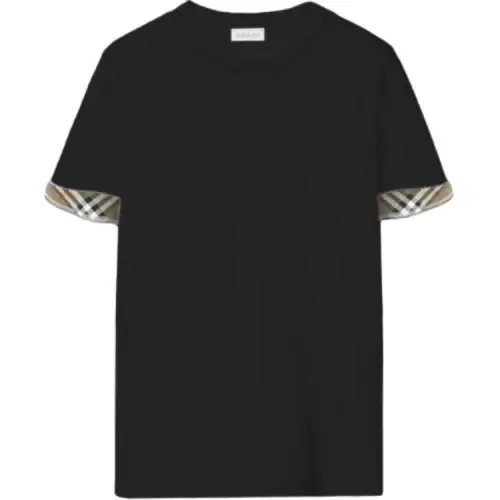 Burberry T Shirts Women's Black Crew Neck Moderate Straight Fit