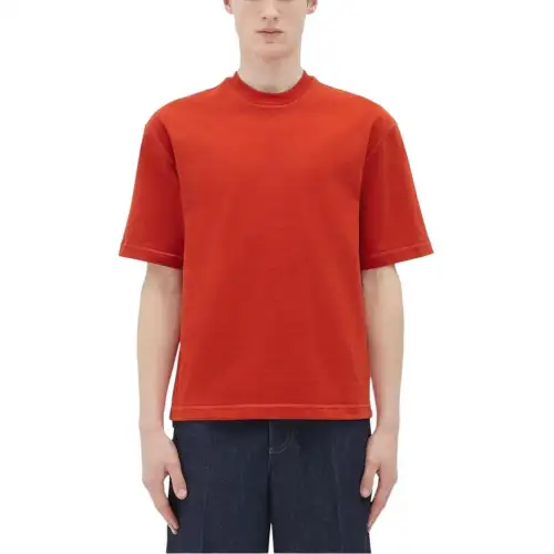 Bottega Veneta T Shirts Men's Orange Crew Neck Moderate Straight Fit