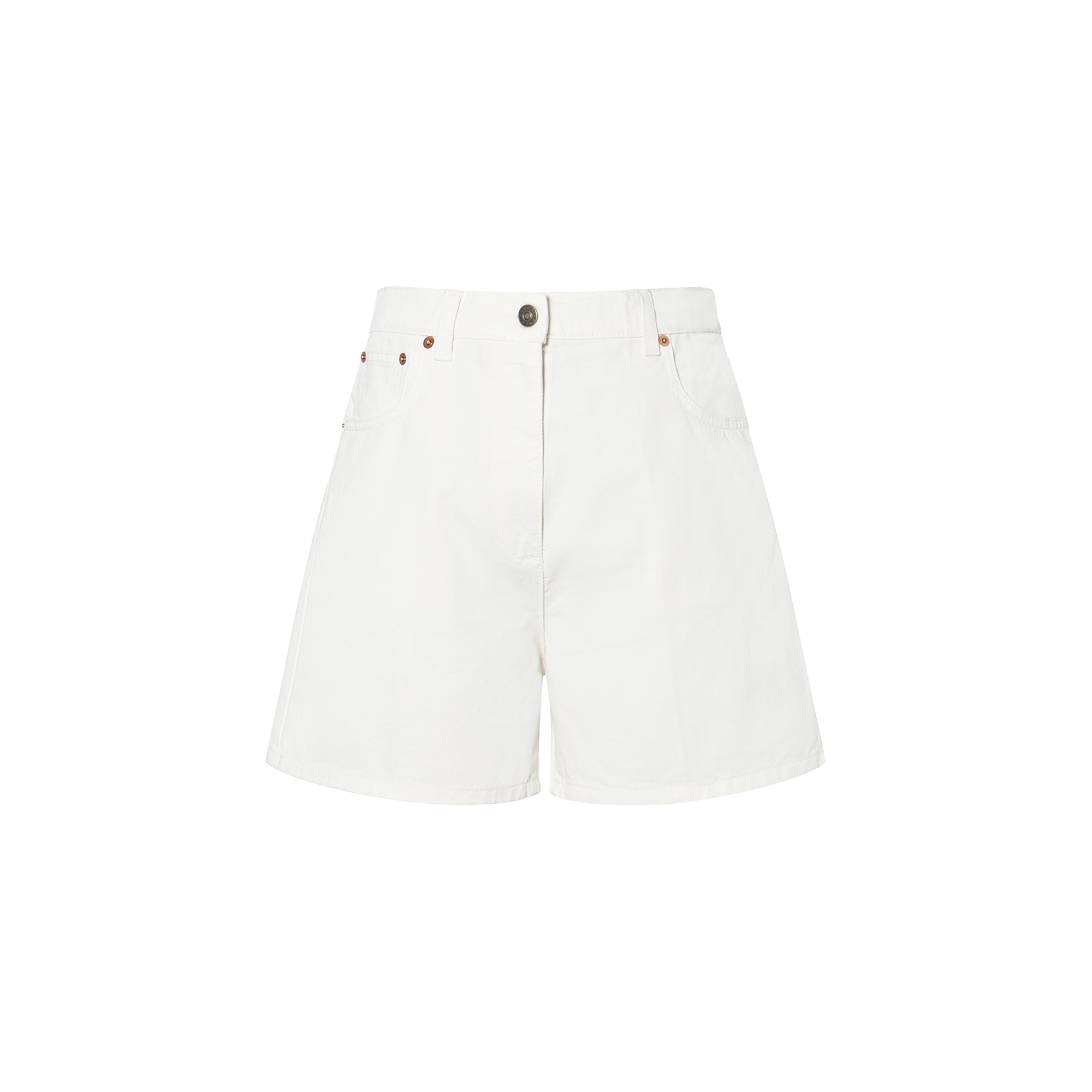 GUCCI Gucci FW21 washed solid color zipper pocket denim shorts women's white