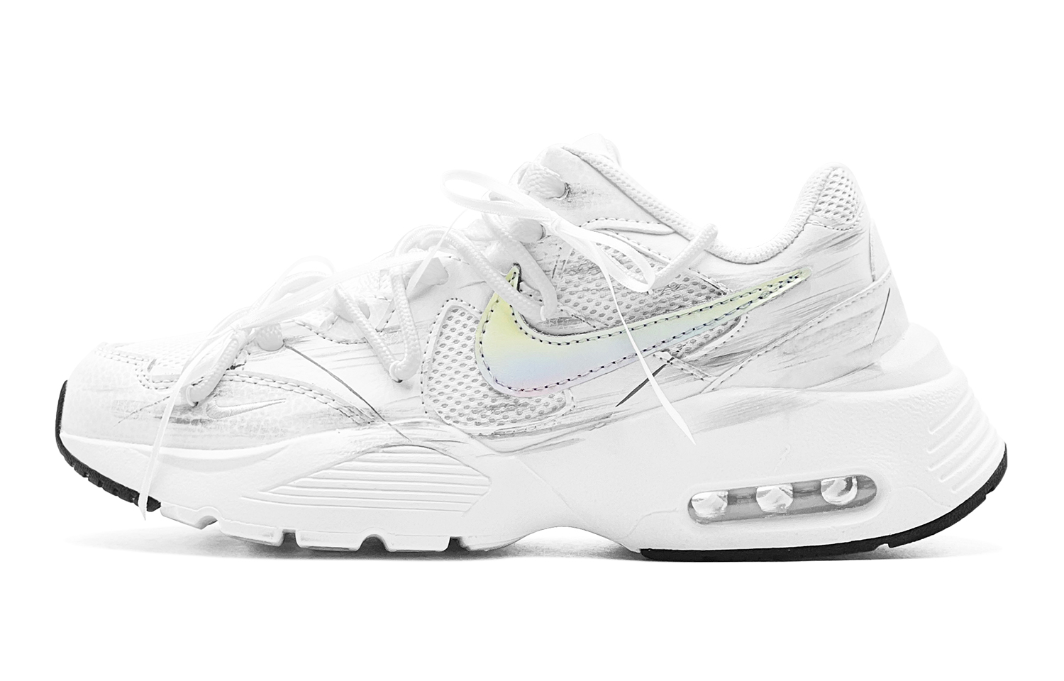 Nike Air Max Fusion Abrasion Resistant, Breathable, Lightweight Low top Running Shoes Women’s Silver White