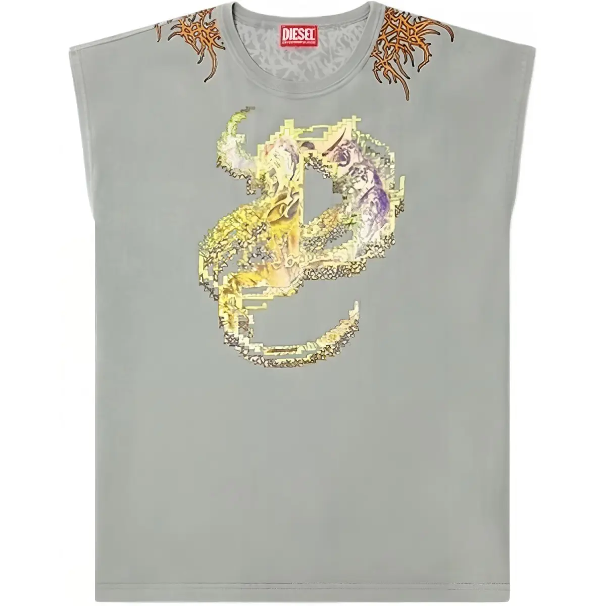 DIESEL T Boxt Sl R1 Tattoo Graphic Printed Tank Top
