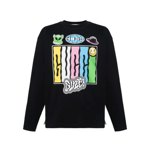 GUCCI T Shirts Men's Black Crew Neck Moderate Straight Fit
