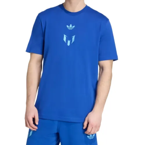 Adidas Originals T Shirts Men's Royal Blue Crew Neck Moderate Straight Fit