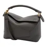 LOEWE Puzzle Soft Grain Cow Leather Shoulder Bag, Crossbody Bag, Handbag Small Women's Dark Gray