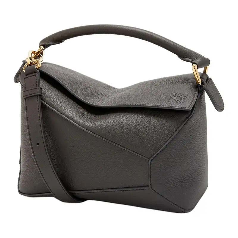 LOEWE Puzzle Soft Grain Cow Leather Shoulder Bag, Crossbody Bag, Handbag Small Women's Dark Gray