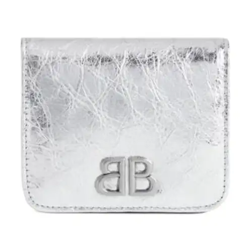 Balenciaga Arena Lambskin Wallet, Card Holder Women's Silver