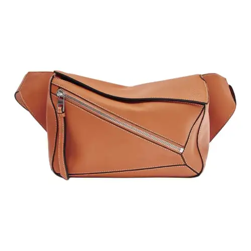 LOEWE Puzzle Litchi Grain Calfskin Geometric Puzzle Bag Transformable Fanny Pack Small Men's Brown