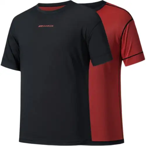 ANTA T Shirts Men's Black Crew Neck Moderate Straight Fit