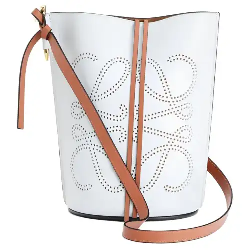 LOEWE Anagram Calfskin Shoulder Bag Women's Kaolin/Tan