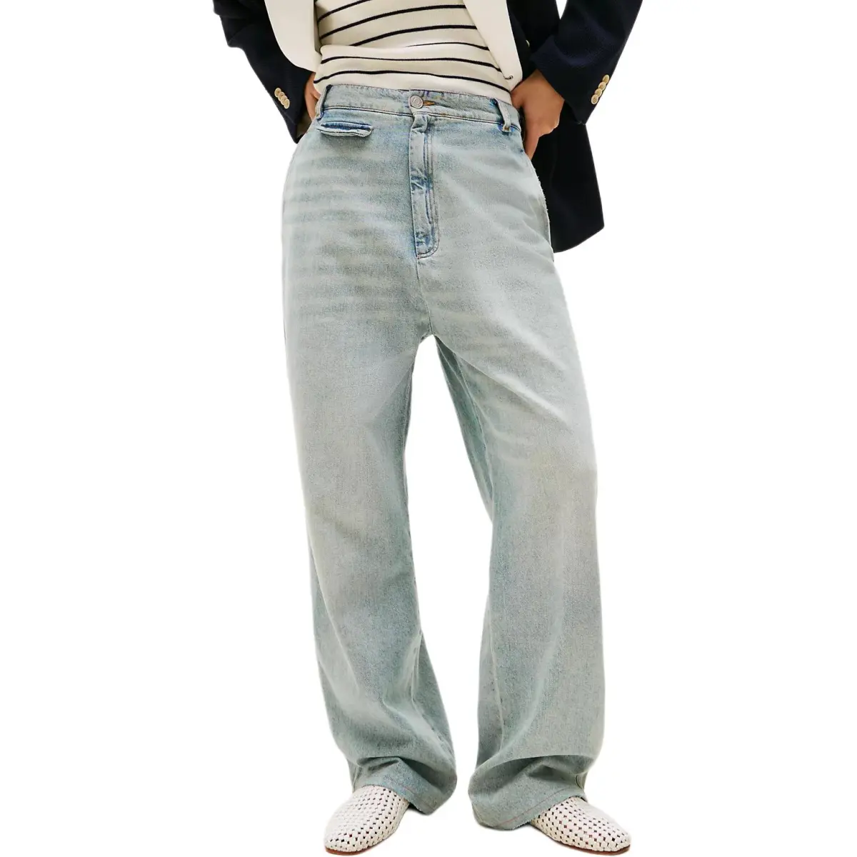 Tommy Hilfiger Jeans Women's Light Blue Moderate Wide Leg Pants