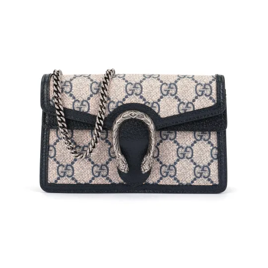 GUCCI Dionysus Leather Shoulder Bag, Crossbody Bag Extra Mini Women's Blue & Beige