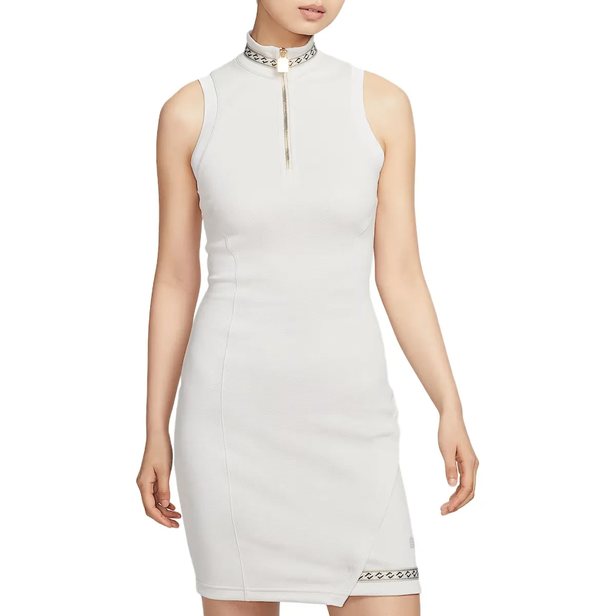 Nike Sleeveless Dresses Women's White Stand Collar Moderate Short
