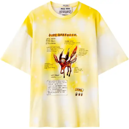 MIU MIU T Shirts Women's Yellow Crew Neck Moderate Other