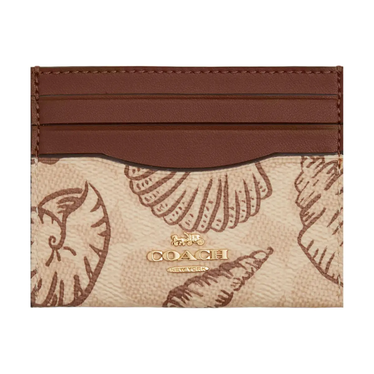COACH SignatureCanvas Coated Canvas Card Holder Regular Women's Sand