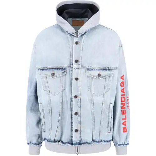 Balenciaga Embroidered Hooded Denim Jacket