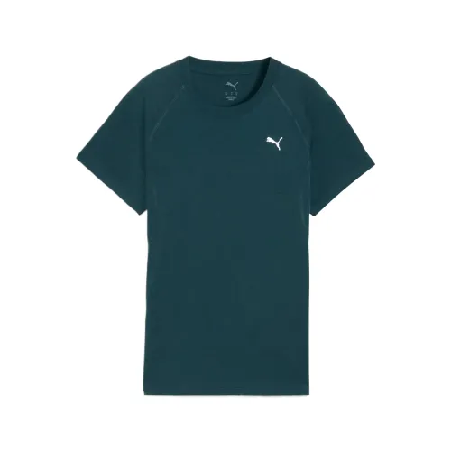 PUMA T Shirts Women's Green Crew Neck Moderate Straight Fit