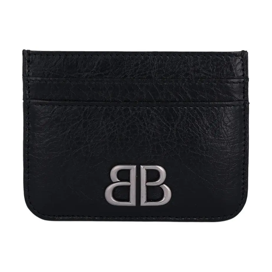 Balenciaga Leather Card Holder Unisex Black