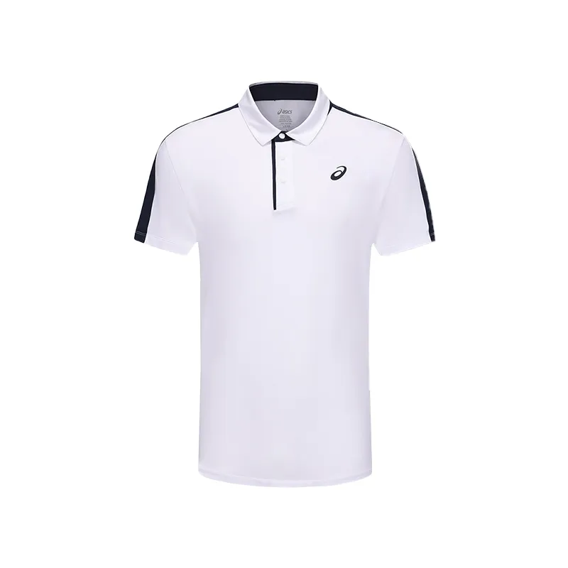 ASICS Tennis Tops Men's White Polo Collar Moderate