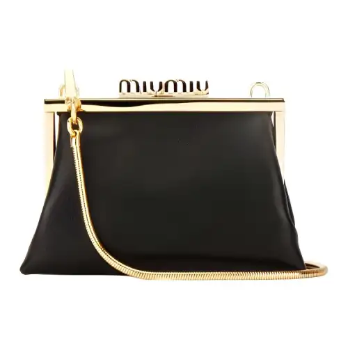 MIU MIU Leather Shoulder Bag Women's Black