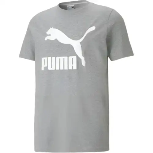 PUMA T Shirts Men's Gray Crew Neck Moderate Straight Fit