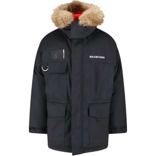 Balenciaga Logo Patch Reversible Hooded Jacket