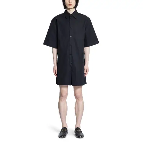 GUCCI Jumpsuits Men's Black Lapel Moderate Jumpsuit