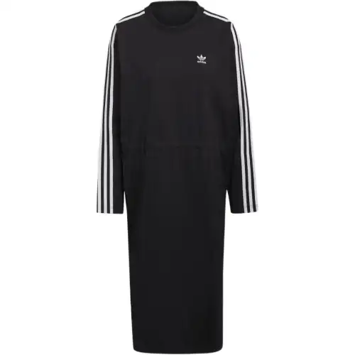 Adidas Originals Long Sleeved Dresses Women's Black Crew Neck Moderate Mid Length