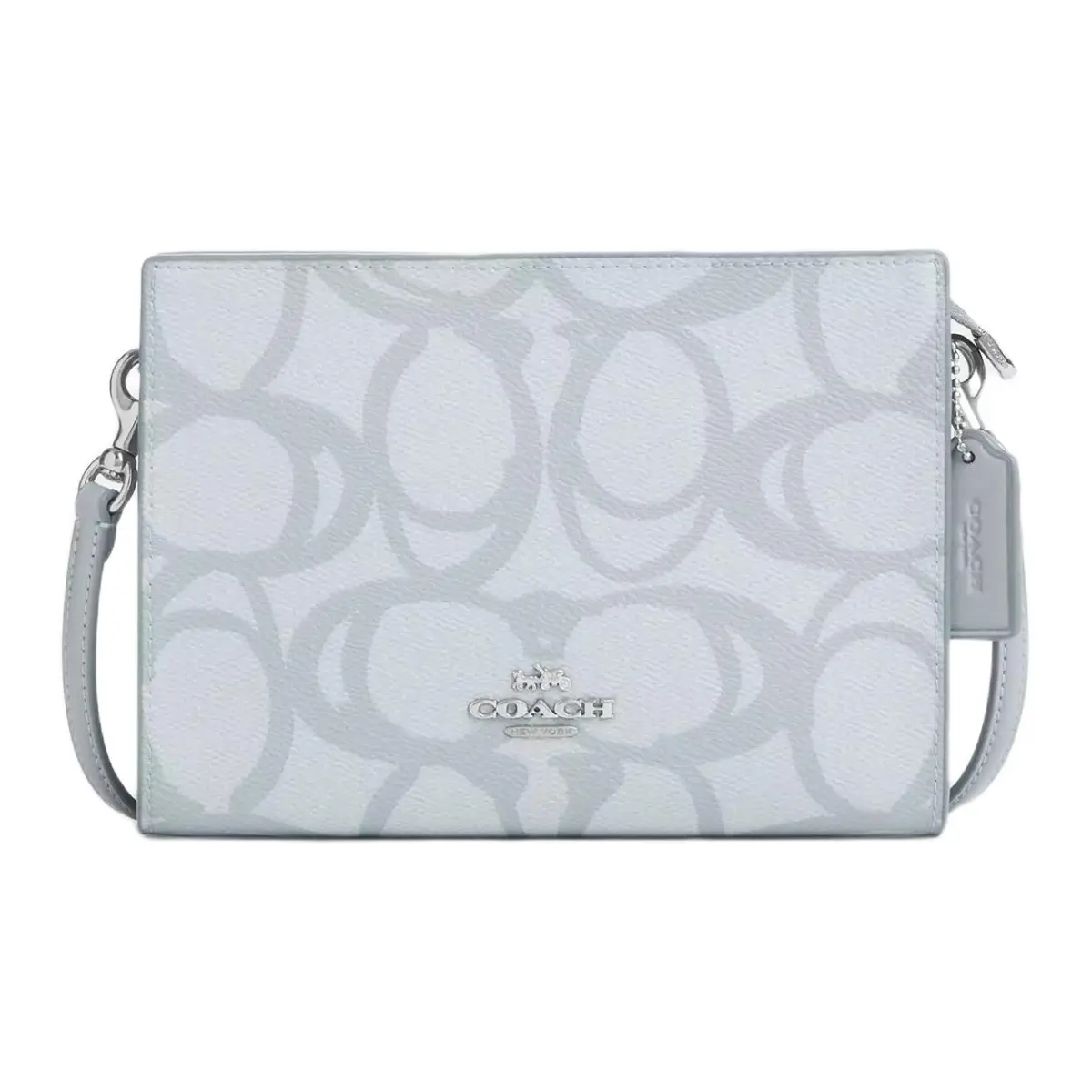 COACH SignatureCanvas Coated Canvas Shoulder Bag, Crossbody Bag Small Women's Ice Blue