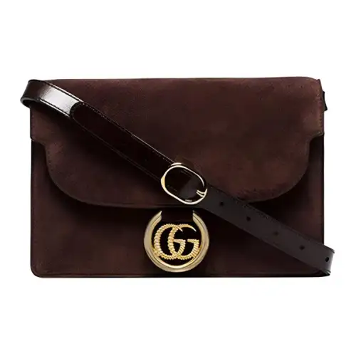GUCCI Suede Shoulder Bag, Crossbody Bag Small Women's Brown