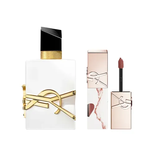 YSL Yves Saint Laurent Indulgent Summer Perfume Set Eau de Liberty Series Floral Eau de Toilette EDT Citrus Bitter Orange Blossom Formal Perfume + Pink Stone Limited Lip Glaze