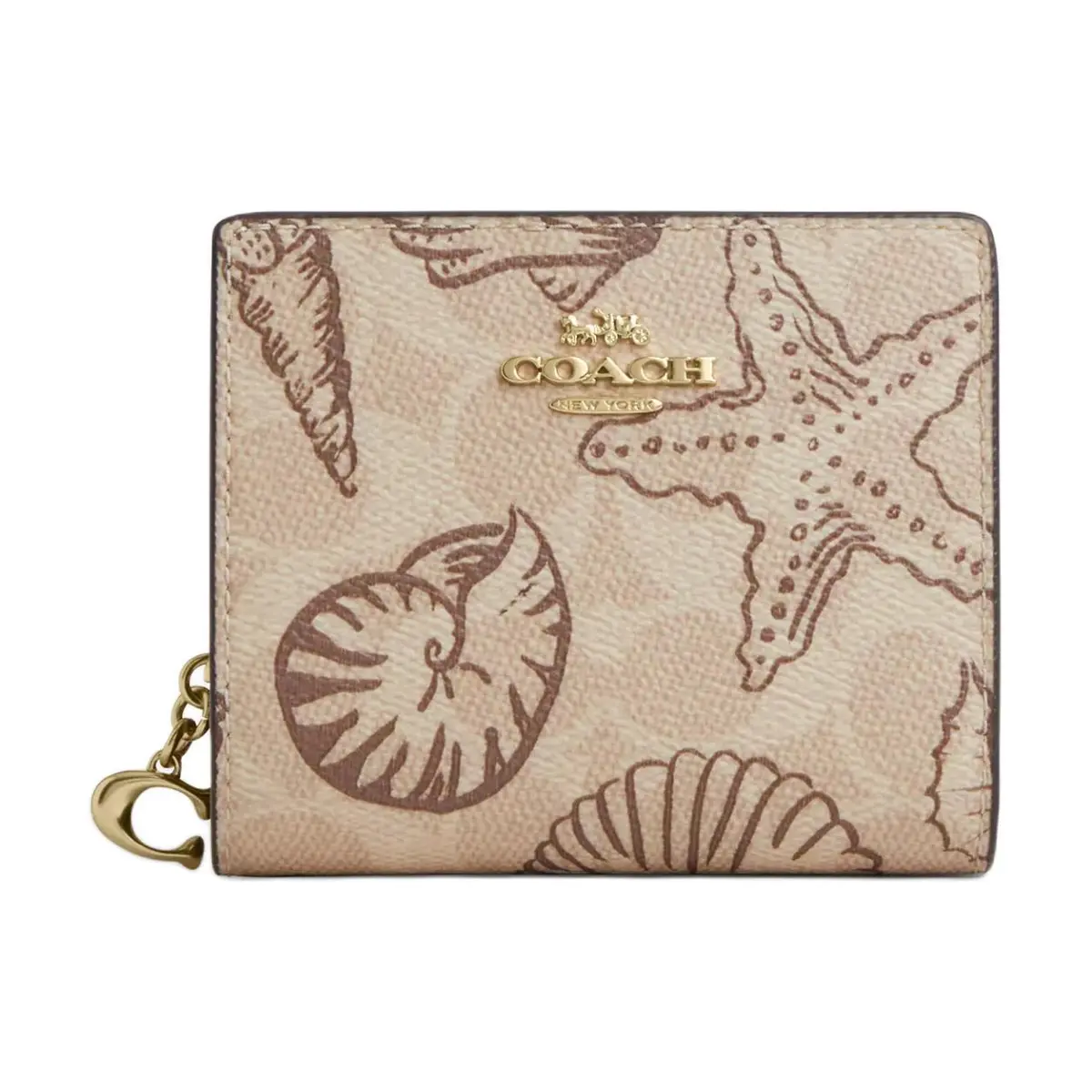 COACH Snap WalletSignature Coated Canvas Wallet Regular Women's Sand