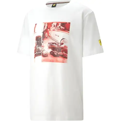 PUMA T Shirts Unisex White Crew Neck Moderate Straight Fit