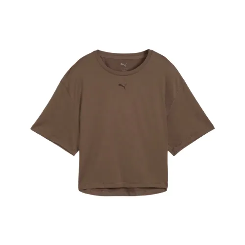 PUMA CLOUDSPUN T Shirts Women's Brown Crew Neck