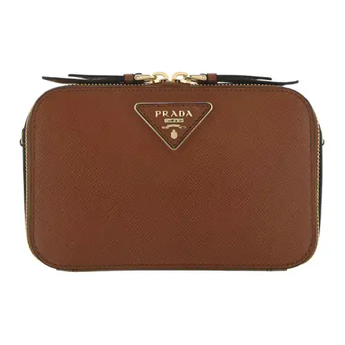 PRADA Saffiano Leather Shoulder Bag Regular Women's Brown