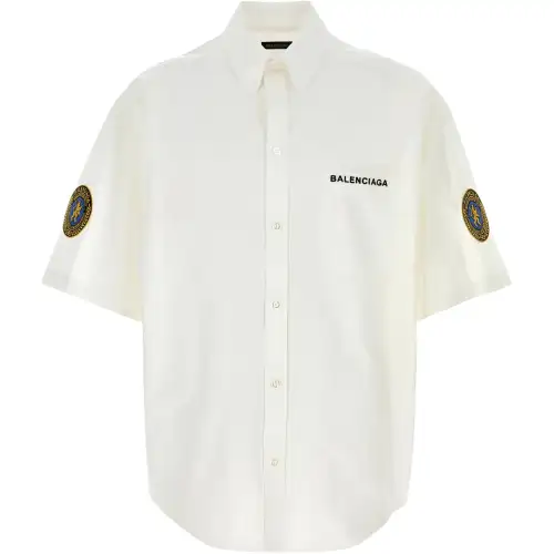 Balenciaga Logo Embroidered Short Sleeved Shirt