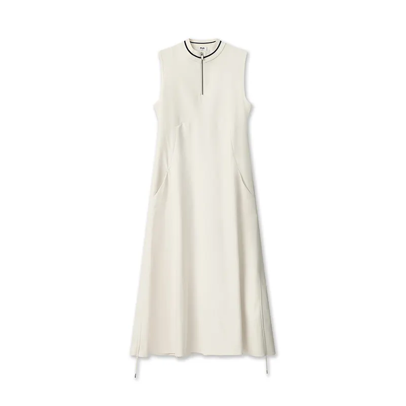 FILA Sleeveless Dresses Women's Albumen White Crew Neck Moderate Long