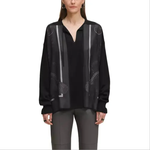 HERMES Shirts Women's Black V Neck Moderate Other
