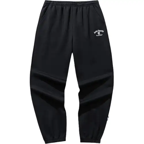 ANTA Knitted Sweatpants Men's Basic Black 4 Moderate Cuffed Pants