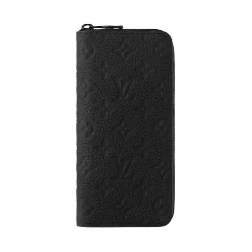 LOUIS VUITTON Zippy Print Cow Leather Wallet Men's Black
