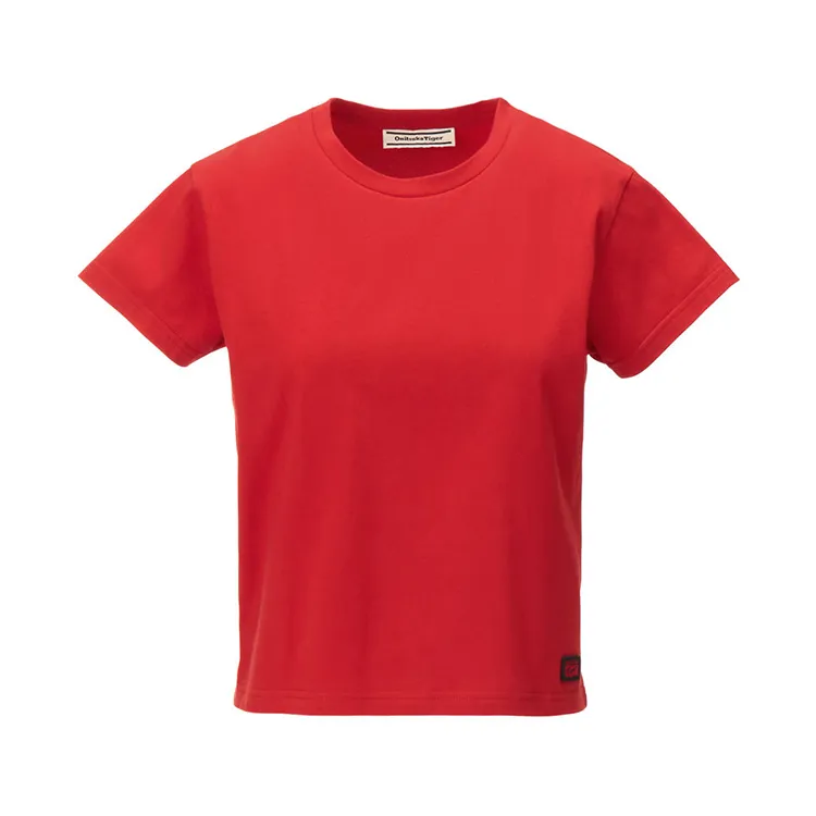 Onitsuka Tiger T-Shirts Women's Red Crew Neck Moderate Straight Fit