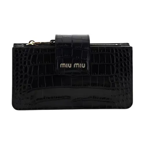 MIU MIU Leather Clutch Wallet Women's Black