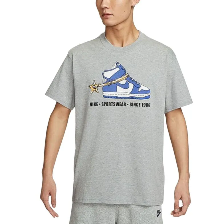 Nike Sportswear T-Shirts Men's Light Gray Crew Neck Moderate